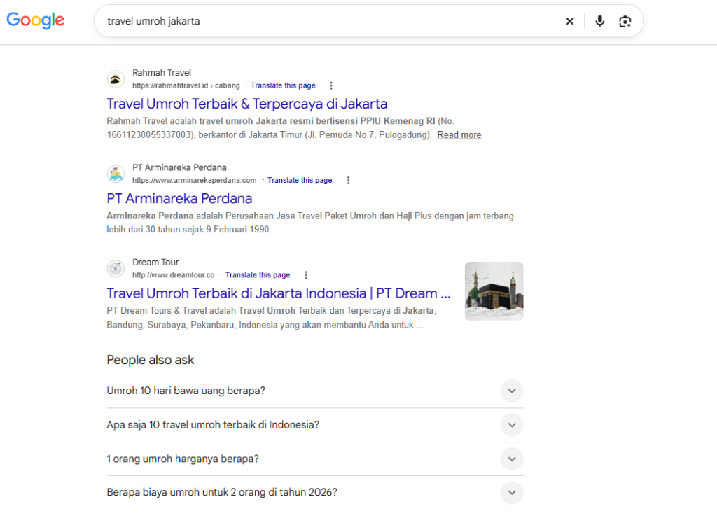 jasa seo travel umroh